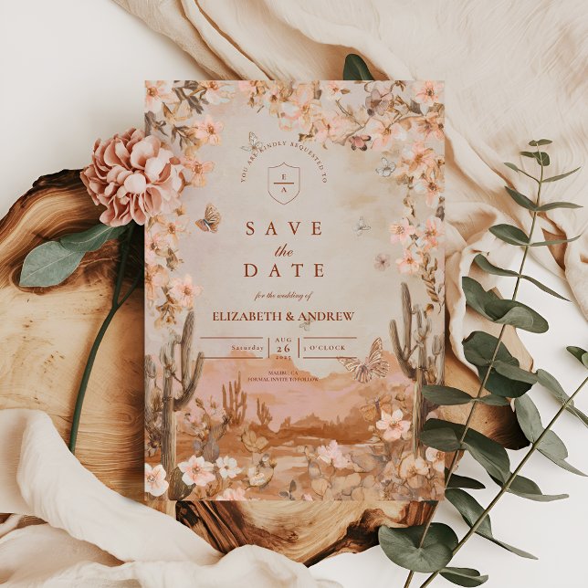 Boho Desert Sunset Cactus Wedding Save The Date (Creator Uploaded)