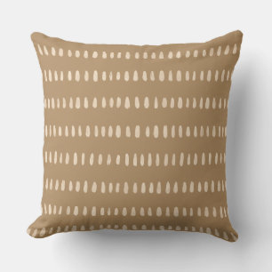 Boho Desert Tan Tone Paint Brush Dash Stripes Cushion