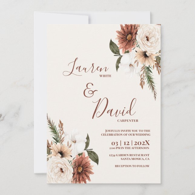 Boho Desert wedding Invitation (Front)