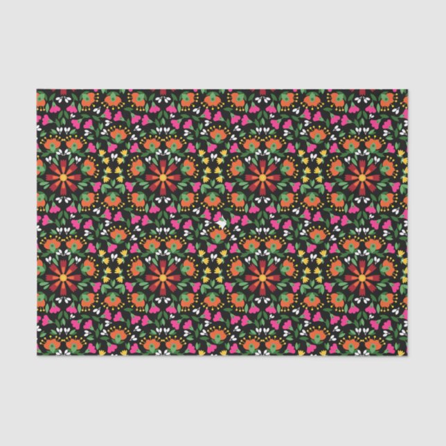 Boho Design Bold Colour Floral Tissue Paper (Front)