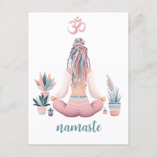 Boho Design- Frau mit Dreadlocks- Meditation- OM Postcard