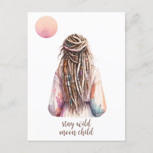 Boho Design- Frau mit Dreadlocks- Mond Postcard