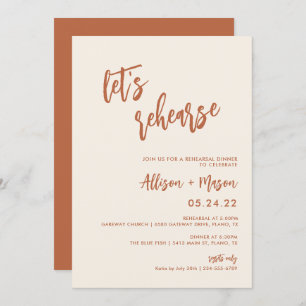 Boho Dessert Let's Rehearse Rehearsal Dinner Invitation