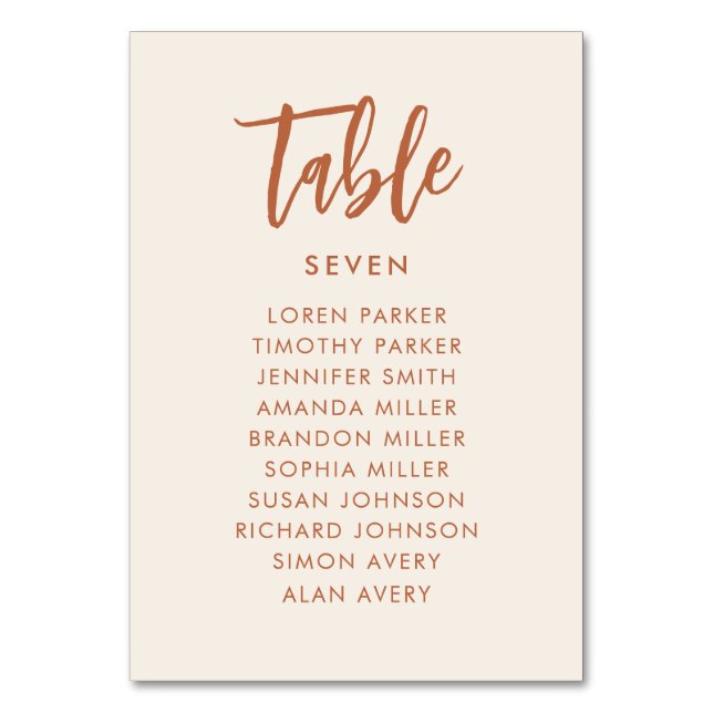Boho Dessert Wedding Seating Chart Table Number (Front)
