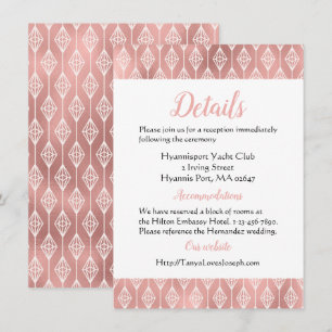 Boho Details Pink Rose Gold Diamond Wedding Invitation