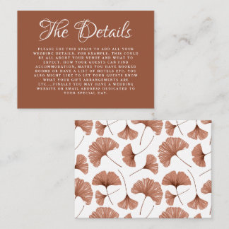Boho Details Terracotta Ginkgo Botanical Wedding Enclosure Card