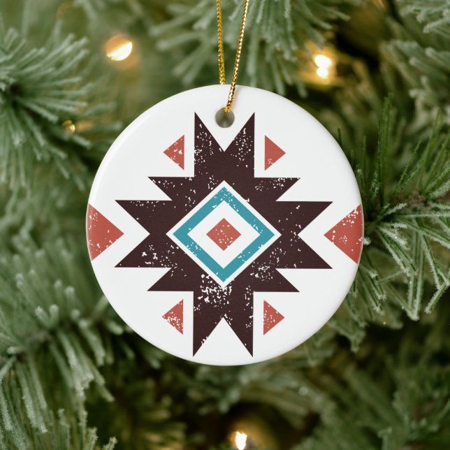 Boho Diamond Emblem Ceramic Ornament (Tree)
