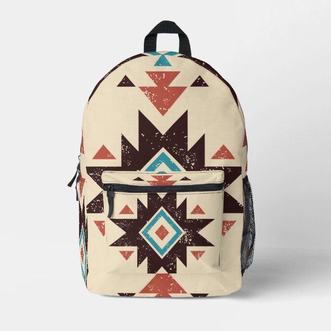 Boho Diamond Emblem Printed Backpack (Front)