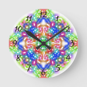 Boho Diamond Mandala Round Clock