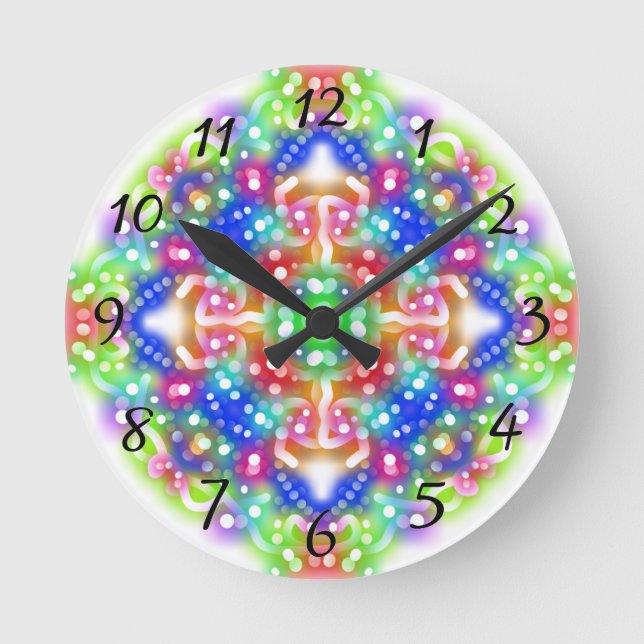 Boho Diamond Mandala Round Clock (Front)