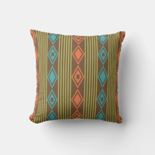 Boho Diamonds Stripes Multicolored Cushion