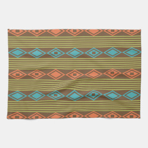 Boho Diamonds Stripes Multicolored Tea Towel