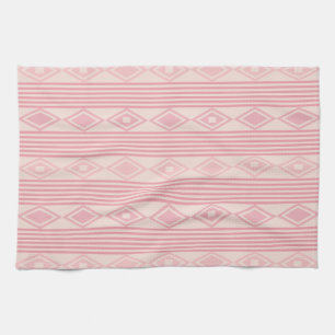 Boho Diamonds Stripes Pink Vanilla Tea Towel