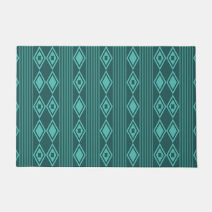 Boho Diamonds Stripes Teal Doormat