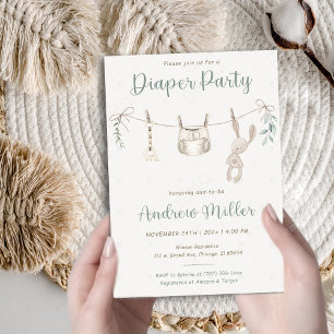 Boho Diaper Party Custom Invitation for dad-to-be