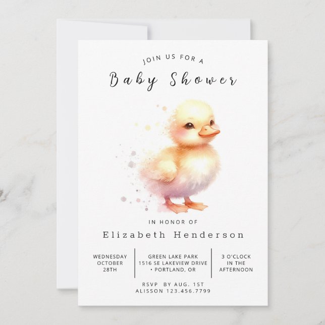 Boho Digital Duck Baby Shower Invitation (Front)