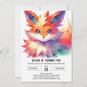 Boho Digital Fox Birthday Invitation