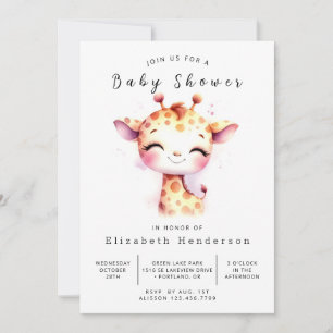 Boho Digital Giraffe Baby Shower Invitation