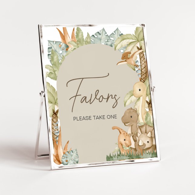 Boho Dinosaur Baby Shower Favours Poster (Gender Neutral Dino Baby Shower Favors Sign)