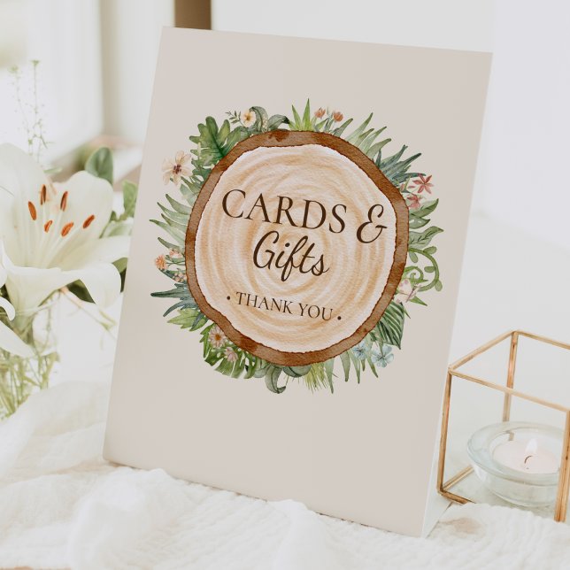 Boho Dinosaur Beige Baby Shower Cards and Gifts  Pedestal Sign (Creator Uploaded)