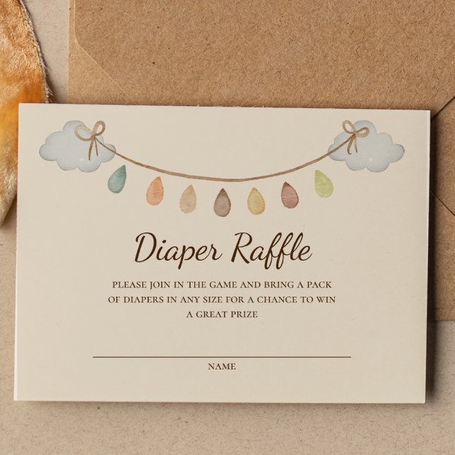 Boho Dinosaur Beige Baby Shower Diaper Raffle Enclosure Card (Creator Uploaded)