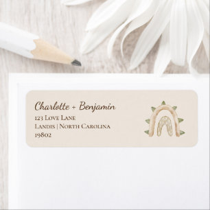 Boho Dinosaur Beige Baby Shower Return Address Label