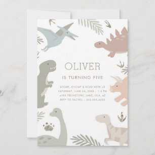 Boho Dinosaur Birthday Celebration for Kids Invitation