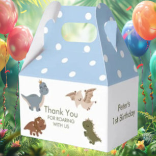 Boho Dinosaurs Blue Thank You Favour Box