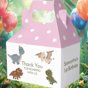 Boho Dinosaurs Pink Thank You Favour Box