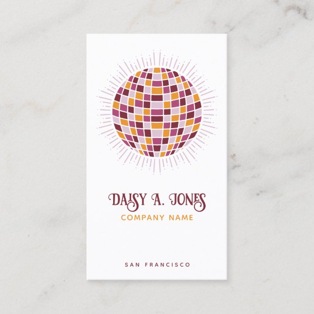 Boho Disco Ball Business Card (Front)