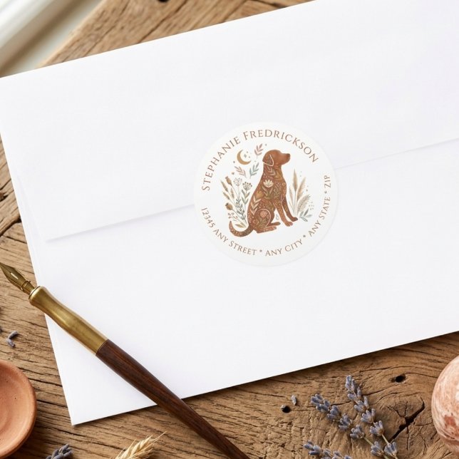 Boho Dog Address Labels – Dog Mum Gift (Boho dog lover return address label)