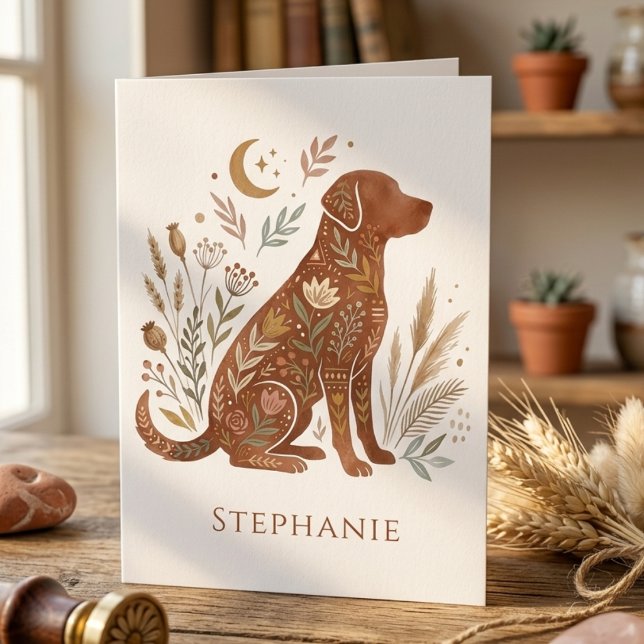 Boho Dog Greeting Card – Dog Lover Gift (Boho Dog Lover notecard)