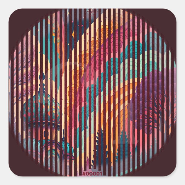 Boho Dome Striped Stickers #00001 – Customisable (Front)