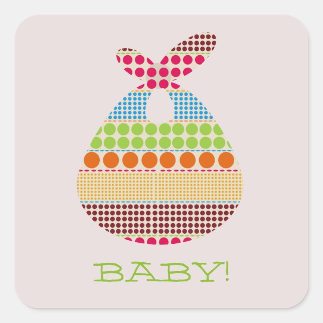 Boho Dots Bundle Neutral Baby Shower Square Sticker (Front)