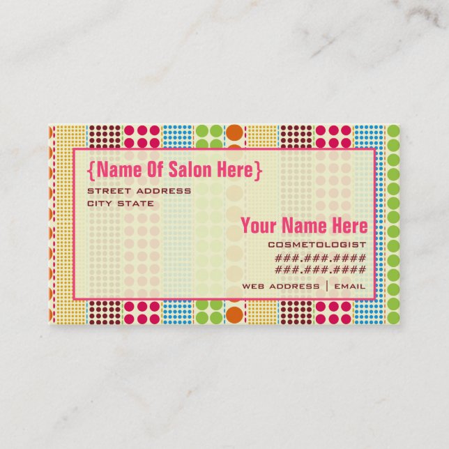 Boho Dots Cosmetologist Salon Appointment Card (Front)