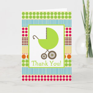 Boho Dots & Green Carriage Baby Shower Thank You