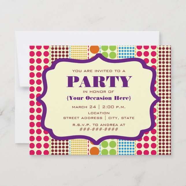 Boho Dots Party Invitation (Front)
