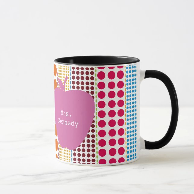 Boho Dots Pink Apple Teacher Mug (Right)