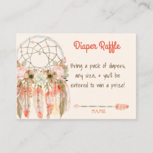 Boho Dream Catcher Baby Shower Diaper Raffle Enclosure Card