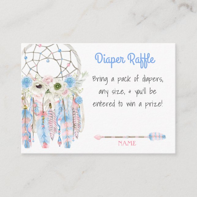 Boho Dream Catcher Baby Shower Diaper Raffle Enclosure Card (Front)
