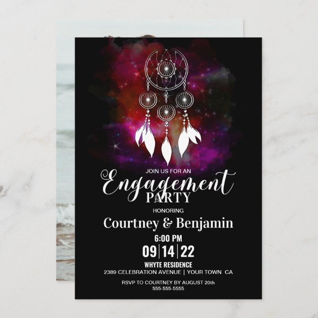 Boho Dream Catcher Engagement Party Invitation (Front/Back)