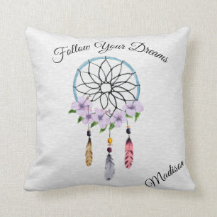 Boho Dream Catcher Floral Flower Personalised Name Cushion