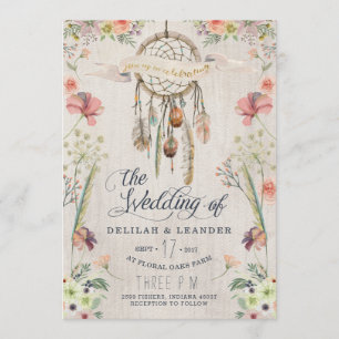 Boho Dream Catcher Floral Wedding Invitation