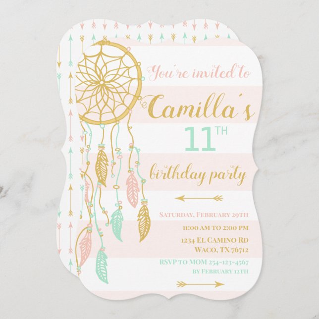Boho Dream Catcher Invitation (Front/Back)