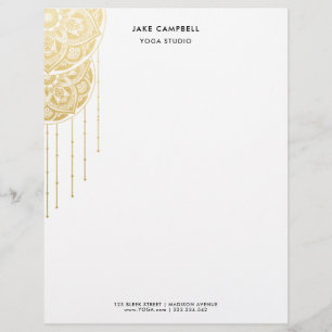 Boho Dream Catcher Mandala Gold Yoga Studio  Custom Letterhead