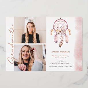 Boho Dream Catcher Rose Script Photo Graduation