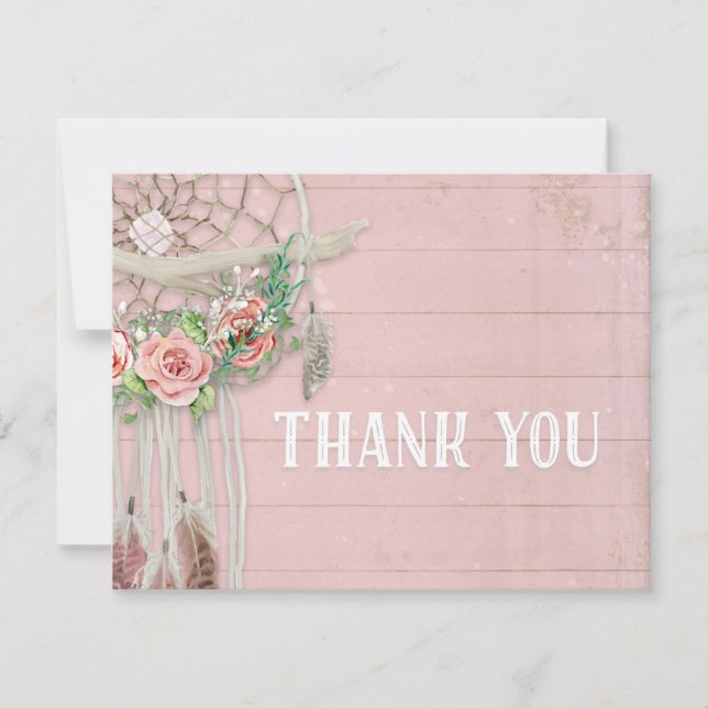 BOHO Dream Catcher Thank You Girl Baby Shower (Front)