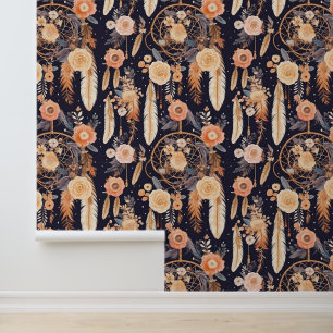 Boho dream catcher tiled pattern floral  wallpaper