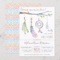 Boho Dream Catcher & Tribal Feathers Baby Shower