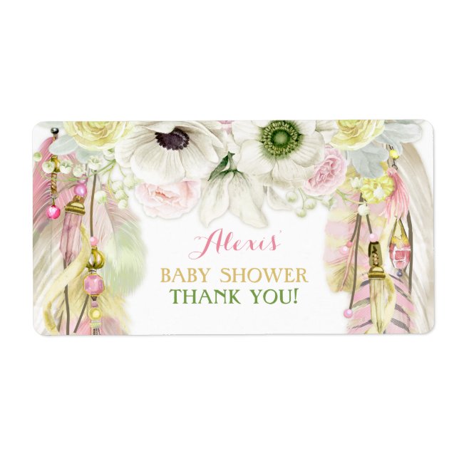 Boho Dream Catcher Water Bottle Gift Thank You (Front)